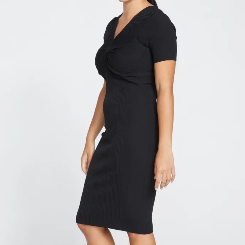 NWT - Universal Standard Twist Knit Ribbed Midi Dress in Black Size Small
